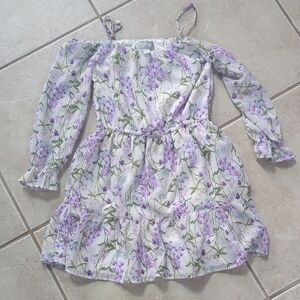 The Children's Place White and Purple Ruffled Tiered Sundress Girls Size 7